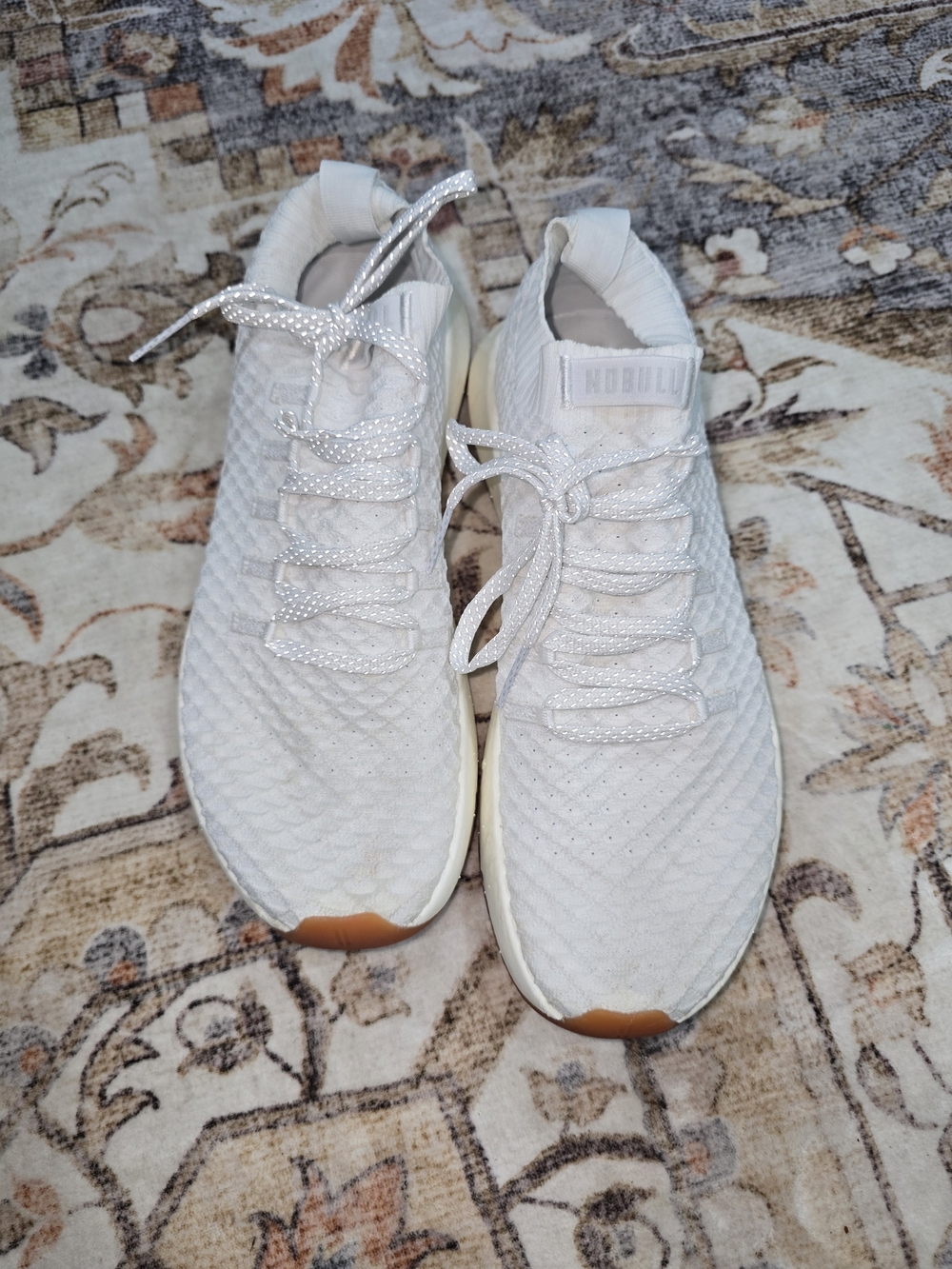 Nobull All Day Knit Sneaker In White with Gum Toe M9.5 W11